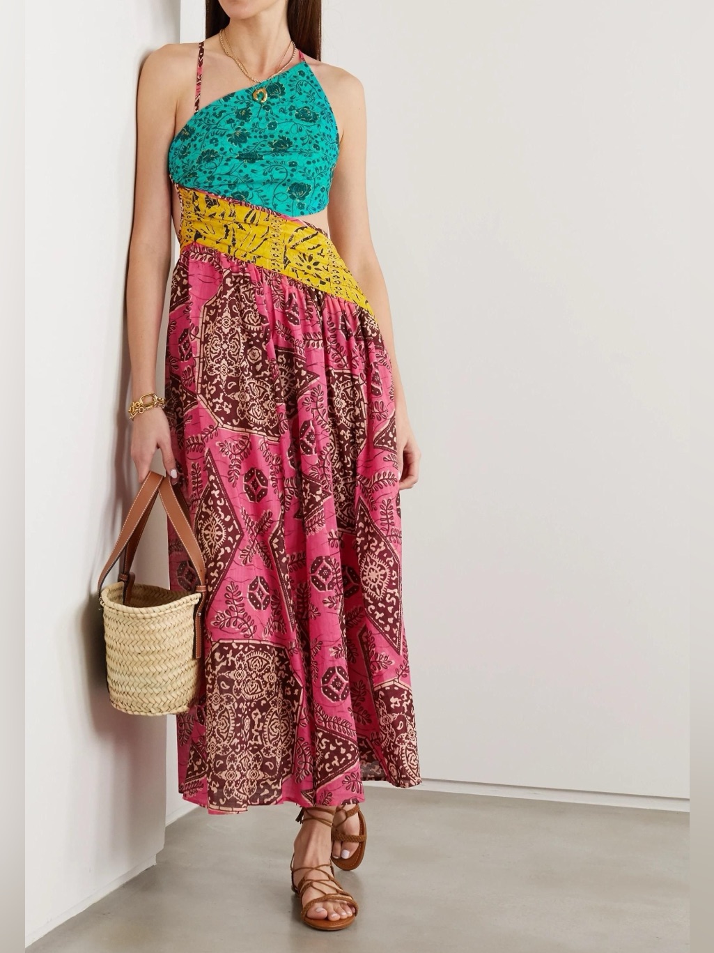 Zimmermann Lulu Asymmetric Ruched Dress In Spliced